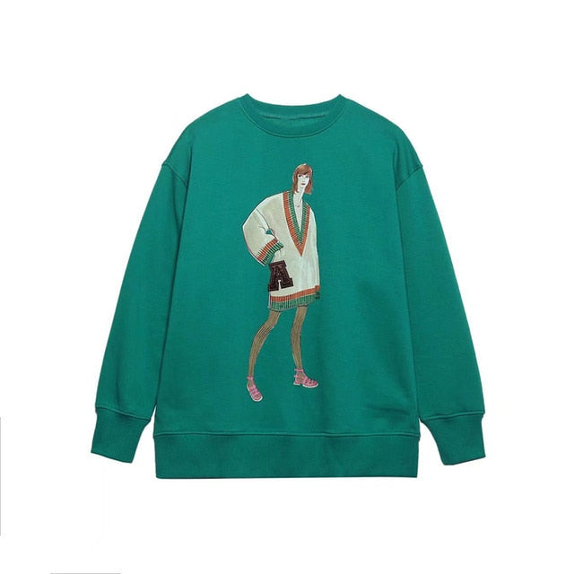 Women Fashion Printing Basic Sweatshirts