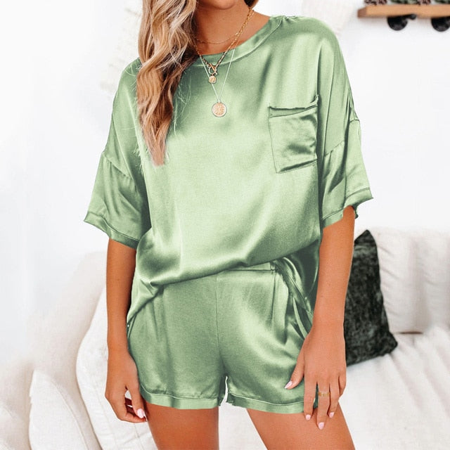 Satin Pajama Set Women