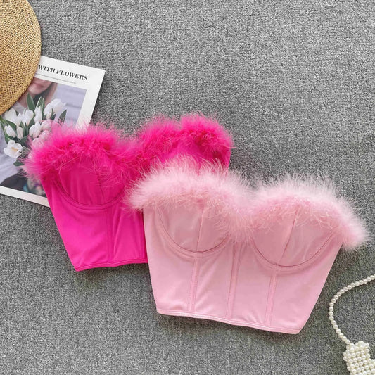 Strapless Fur Tube Top