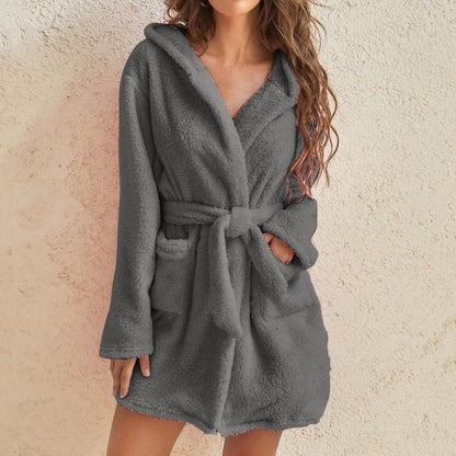 Women Hooded Bathrobe