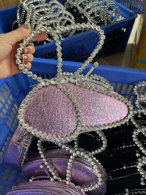 Rhinestone Butterfly Shape Mini Handbag