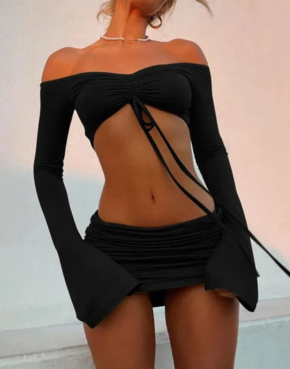 Bandage Crop Top Two Piece Set