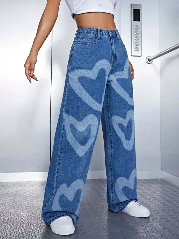 High Waist Heart Jeans