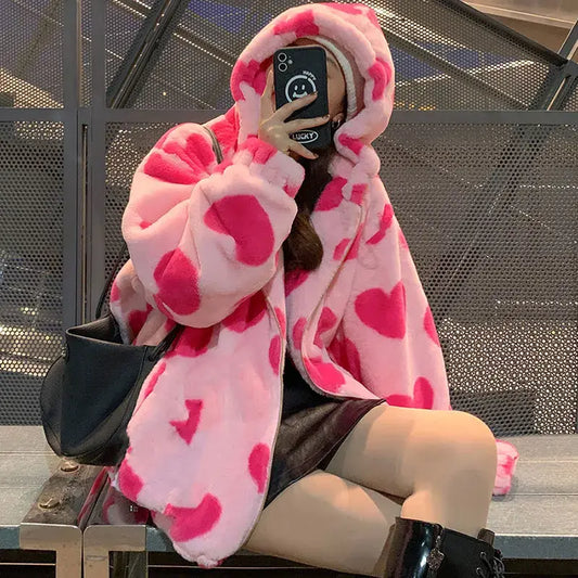 Heart-shaped Plush hoodie