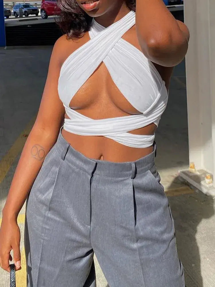 Backless Wrap Crop Top