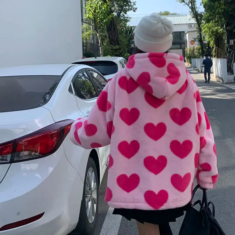 Heart-shaped Plush hoodie