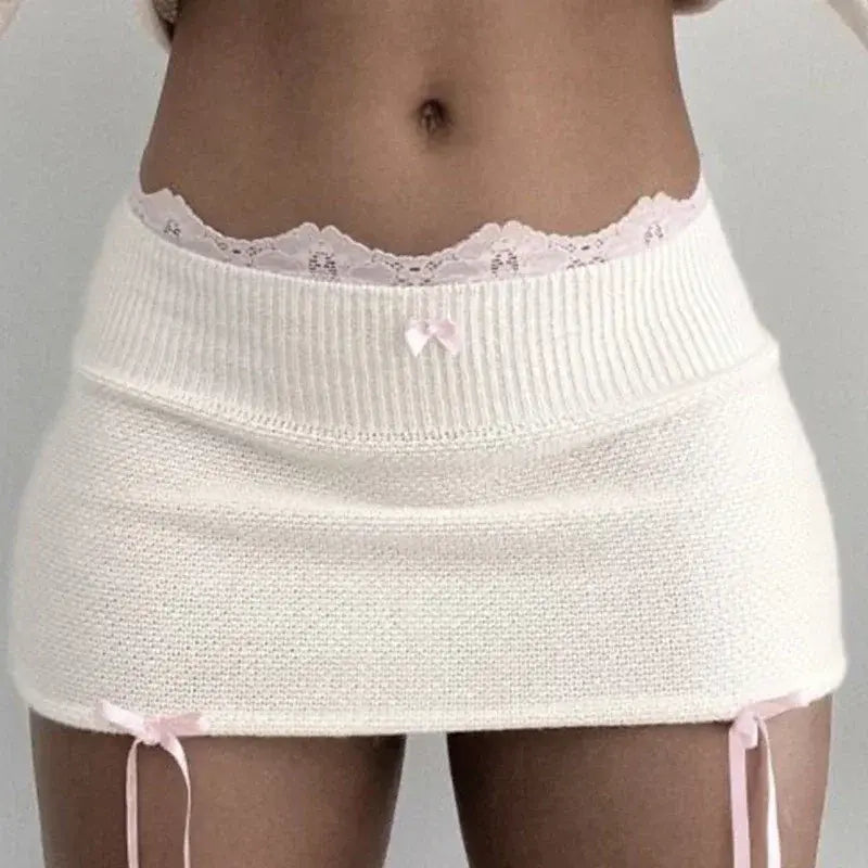 Lace Knitted Mini Skirt