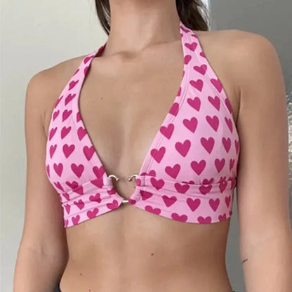 Heart Print Crop Bralette