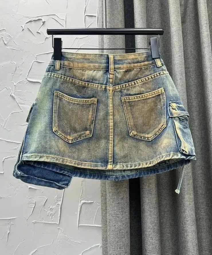 Denim Multi Pocket Mini Skirt