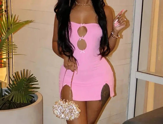 Hollow Out Strapless Mini Dress