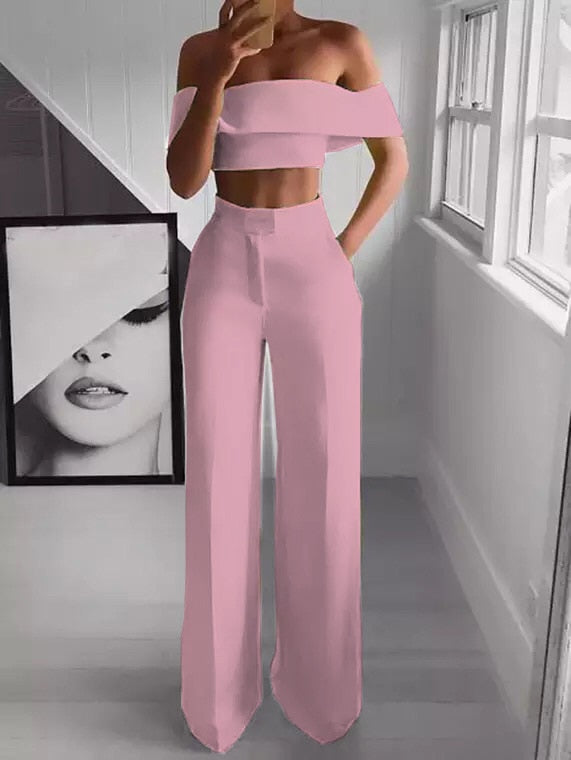 Cropped Top + Long Trousers Set