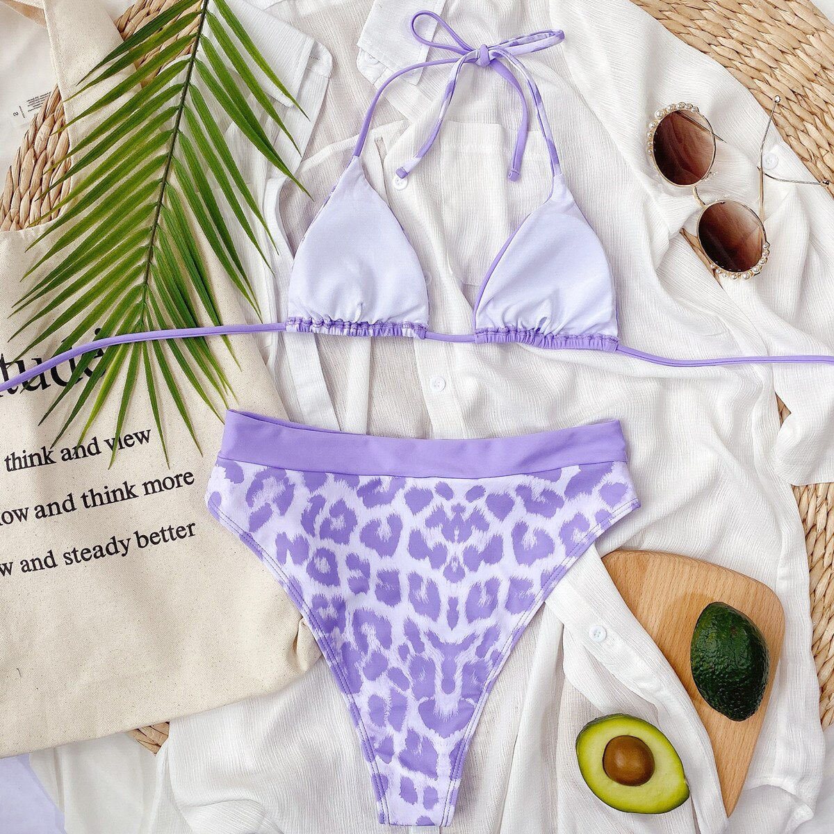 Purple Leopard Bikini set